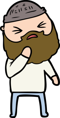 Bir insan tarafından çizilmiş sakallı bir çizgi film adamı.