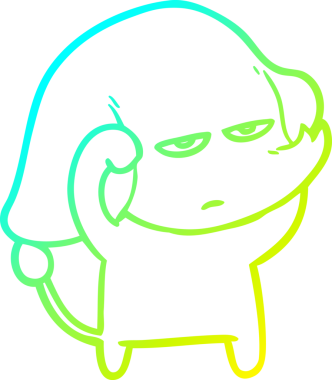 Bir insan tarafından çizilmiş soğuk bir çizgi film filinin çizimi.