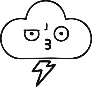 Bir insan tarafından çizilmiş bir gök gürültüsü bulutunun çizgi çizimi