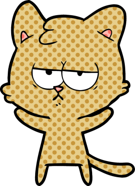 Bir insan tarafından çizilmiş sıkıcı çizgi film kedisi.