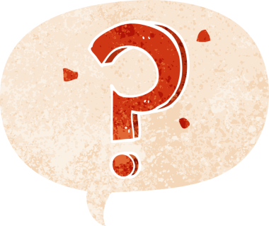 bir insan tarafından çizilmiş grunge sıkıntılı retro biçimli konuşma baloncuğu ile çizgi film soru işareti