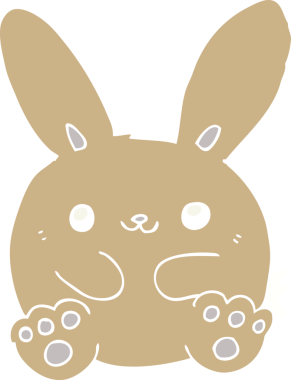 Bir insan tarafından çizilmiş düz renkli çizgi film tavşanı