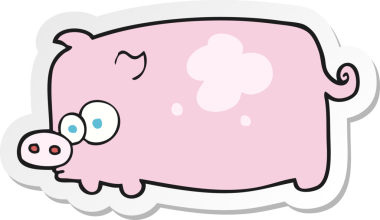 Bir insan tarafından çizilmiş bir domuzun çıkartması.