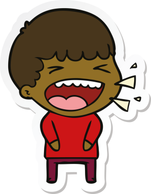 Bir insan tarafından çizilmiş bir karikatür çıkartması.