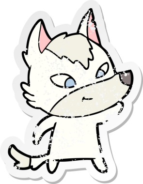 Bir insan tarafından çizilmiş dost canlısı bir kurdun sıkıntılı çıkartması.