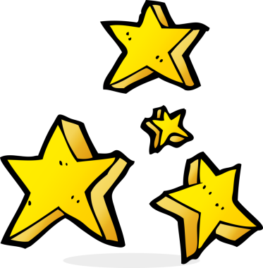 Bir insan tarafından çizilmiş çizgi film yıldızları.