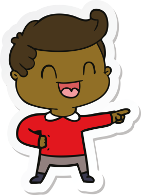 Bir insan tarafından çizilmiş mutlu bir adamın çıkartması.