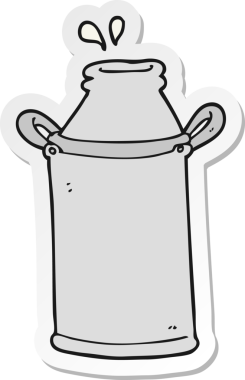 Bir insan tarafından çizilmiş bir süt varili çıkartması.