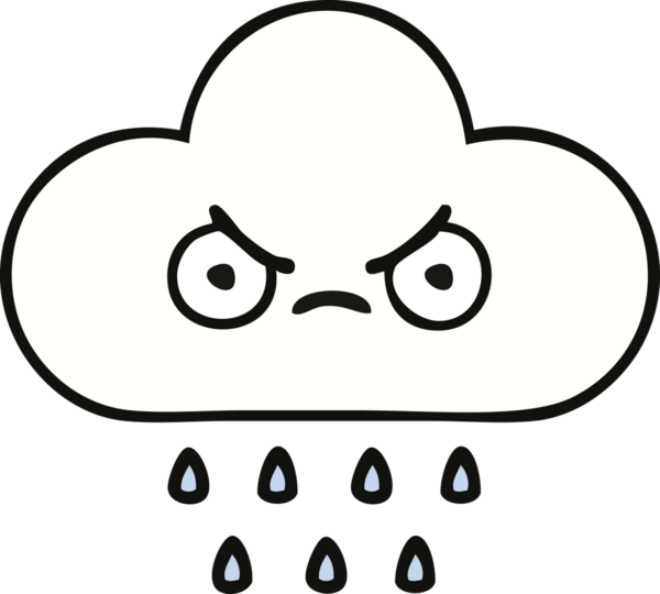 Bir insan tarafından çizilmiş şirin yağmur bulutu karikatürü