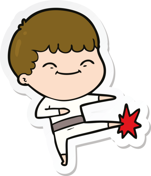 Bir insan tarafından çizilmiş mutlu bir çocuğun çıkartması.