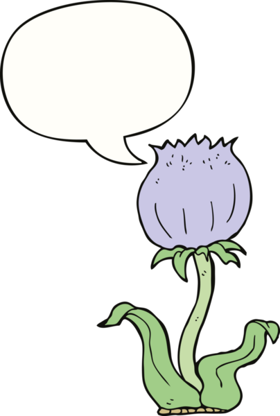 Bir insan tarafından çizilmiş konuşma baloncuklu vahşi çiçek.