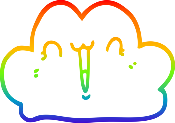 Gökkuşağı gradyan çizgisi bir insan tarafından çizilmiş şirin bir karikatür bulutu