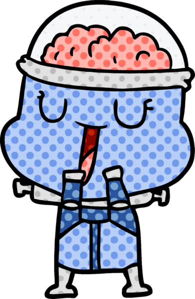 Bir insan tarafından çizilmiş mutlu çizgi film robotu