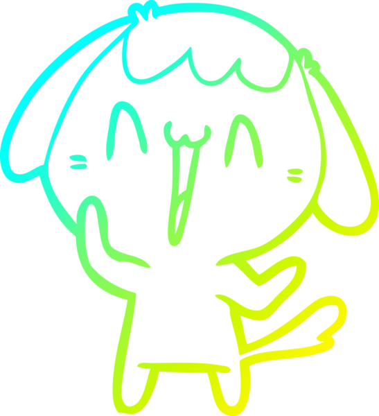 Bir insan tarafından çizilmiş şirin bir çizgi köpeğin soğuk gradyan çizgisi.