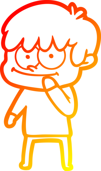 Bir insan tarafından çizilmiş mutlu bir çizgi film karakteri çizimi.