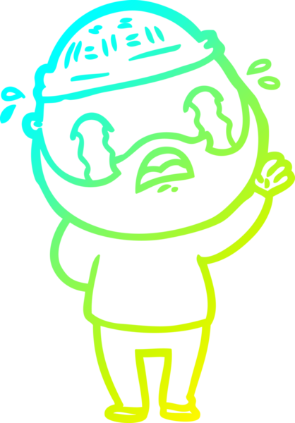 Bir insan tarafından çizilmiş ağlayan sakallı bir adamın çizdiği soğuk çizgi.