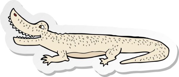 Bir insan tarafından çizilmiş mutlu timsahın çıkartması.