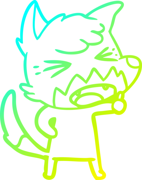 Bir insan tarafından çizilmiş kızgın bir tilkinin soğuk çizgi çizimi.