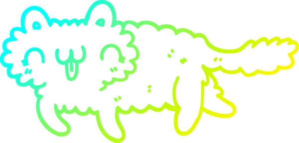 Bir insan tarafından çizilen çizgi film kedisinin soğuk gradyan çizgisi.