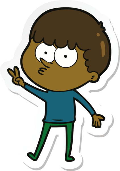 Bir insan tarafından çizilmiş, meraklı bir çocuğun çıkartması.