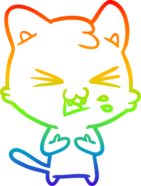 Gökkuşağı gradyan çizgi çizimi Bir insan tarafından çizilmiş bir çizgi kedi tıslama