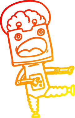 Bir insan tarafından çizilen çizgi film robotunun sıcak çizgi çizimi