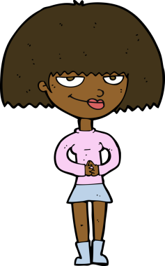 Bir insan tarafından çizilmiş sinsi bir kadın.