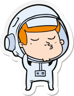 Bir insan tarafından çizilmiş kendine güvenen bir astronotun çıkartması.