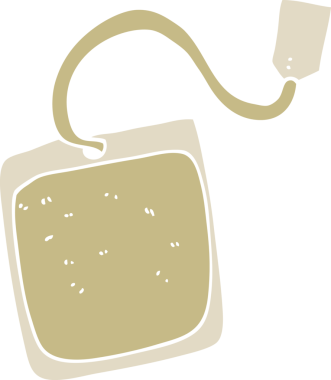 Bir insan tarafından çizilmiş düz renkli çay poşeti.