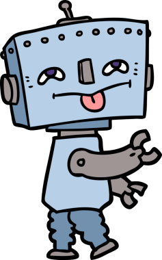 Bir insan tarafından çizilmiş çizgi film robotu