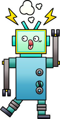 Bir insan tarafından çizilmiş bir robotun gölgelenmiş çizimi