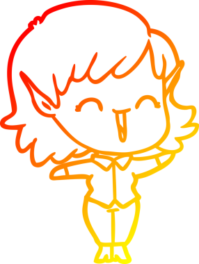 Bir insan tarafından çizilmiş çizgi film karakteri bir elf kızı çizimi