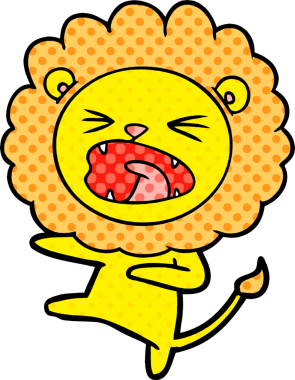 Bir insan tarafından çizilmiş kızgın aslan çizgi filmi.