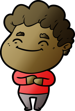 Bir insan tarafından çizilmiş çizgi film dostu bir adam.