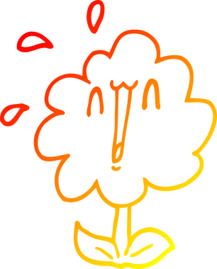 Bir insan tarafından çizilmiş karikatür çiçeğinin sıcak çizgi çizimi