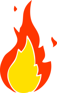 Bir insan tarafından çizilmiş düz renk çizim çizgi film alev sembolü