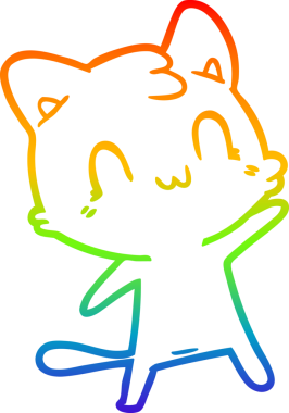 gökkuşağı gradyan çizgi çizimi Bir insan tarafından çizilmiş mutlu kedi
