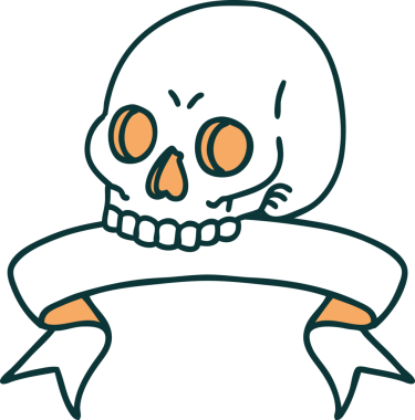 Bir insan tarafından çizilmiş geleneksel bir kafatası dövmesi.