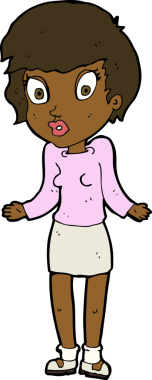 Bir insan tarafından çizilmiş omuz silken çizgi filmdeki kadın.