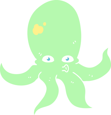 Bir insan tarafından çizilmiş ahtapotun düz renk çizimi