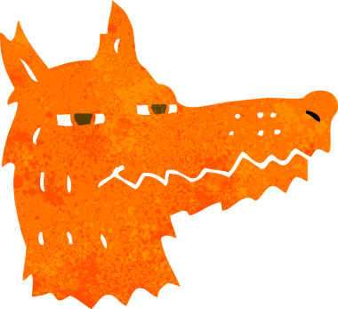 bir insan tarafından çizilmiş kendini beğenmiş tilki yüzü.