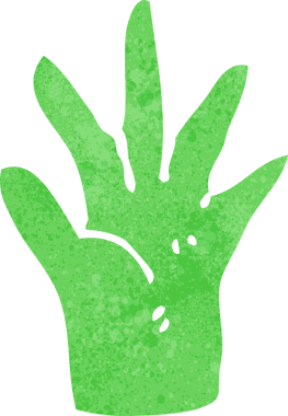 Bir insan tarafından çizilmiş yeşil el sembolü.