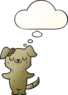 Düşünce baloncuğu olan çizgi film köpeği bir insan tarafından çizilmiş.