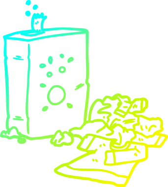 Bir insanın çizdiği çamaşır ve çamaşır tozunun soğuk gradyan çizgisi.