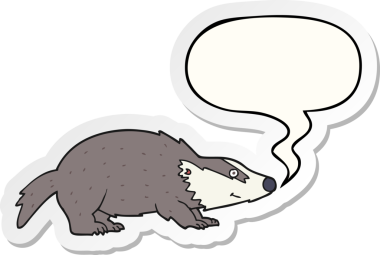 Bir insan tarafından çizilmiş konuşma balonu çıkartmalı çizgi film porsuğu.