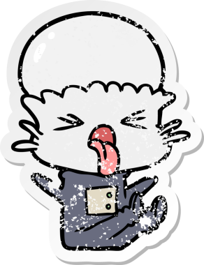 Bir insan tarafından çizilmiş iğrenç bir çizgi film uzaylısının sıkıntılı çıkartması.