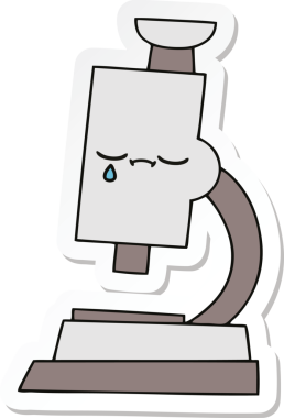 Bir insan tarafından çizilmiş şirin bir mikroskop etiketi.