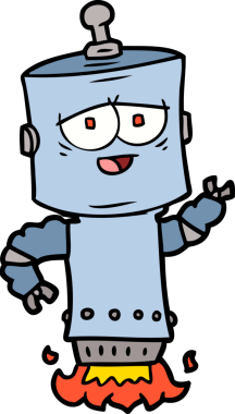 Bir insan tarafından çizilmiş çizgi film robotu