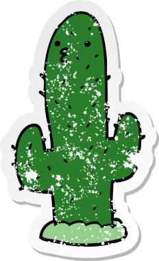 Bir insan tarafından çizilmiş bir kaktüsün sıkıntılı çıkartması.