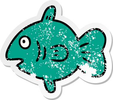 Bir insan tarafından çizilmiş bir deniz balığının çizilmiş karikatürü.